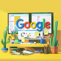 fundo amarelo com logo google 